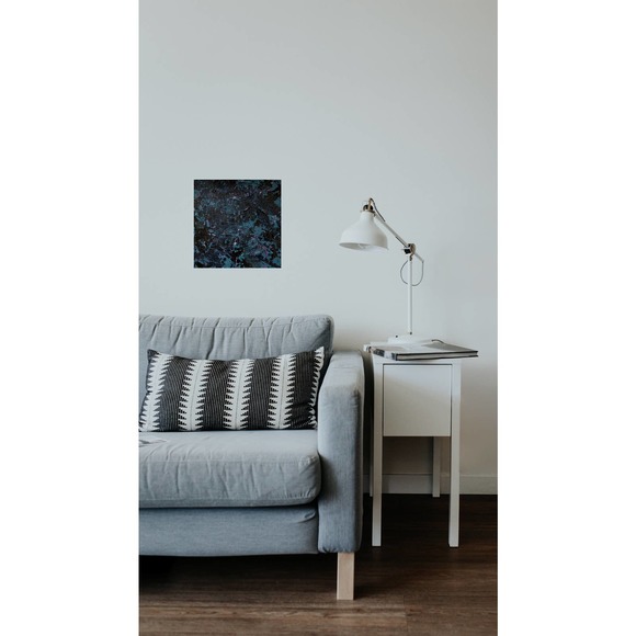 Original Abstract Blue and Black Painting | Unique Abstract Blue Wall Décor - Picture 5 of 9